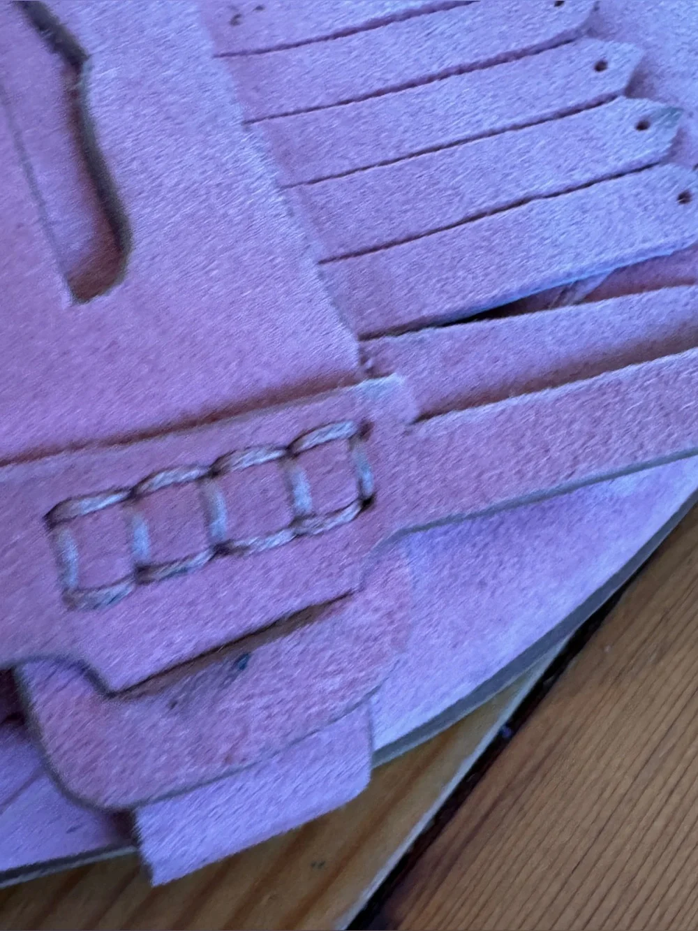 Boden Pink Suede Fringe Loafers